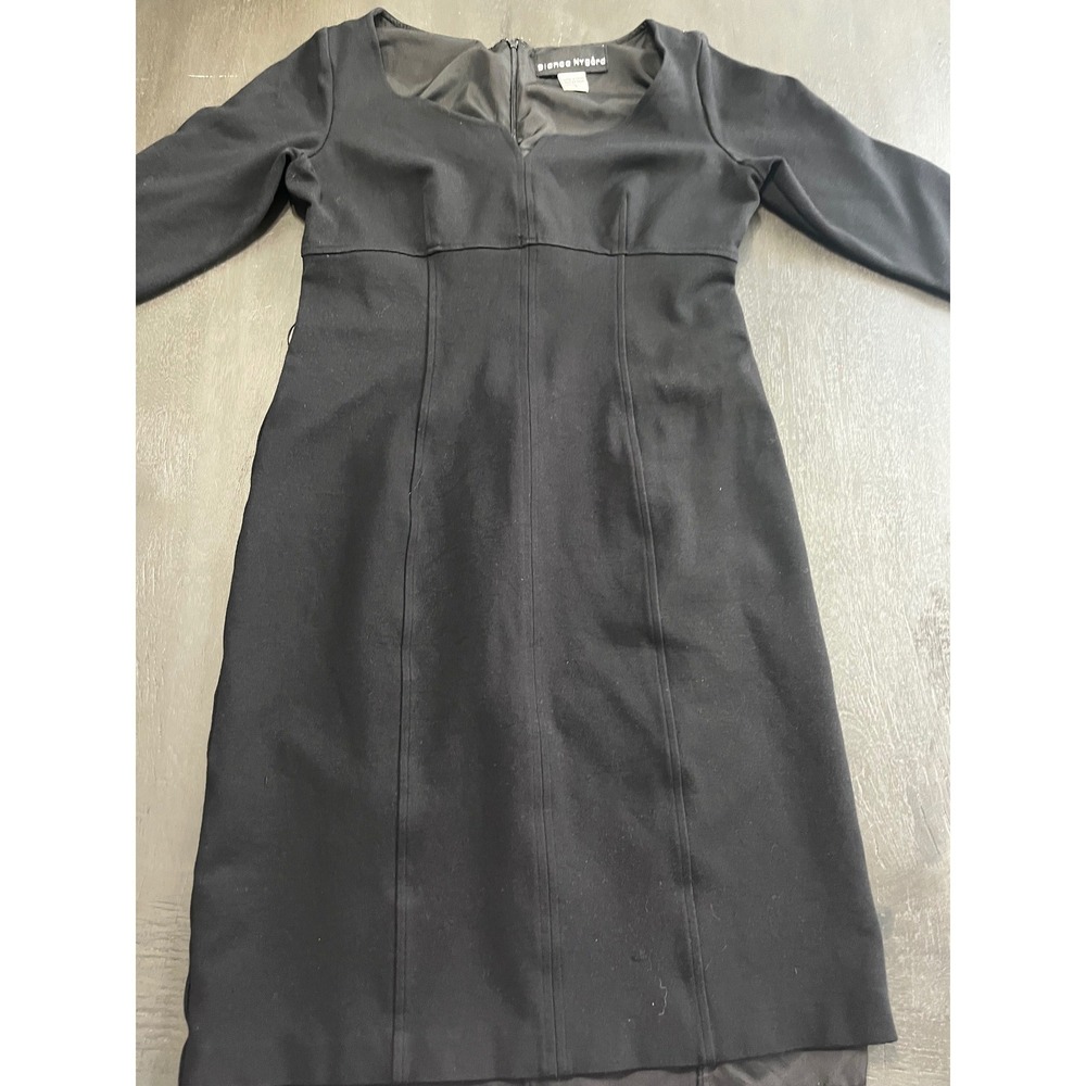 Bianca Nygard Black Square Neck 3/4 Sleeve Sheath Dress Size 6‎